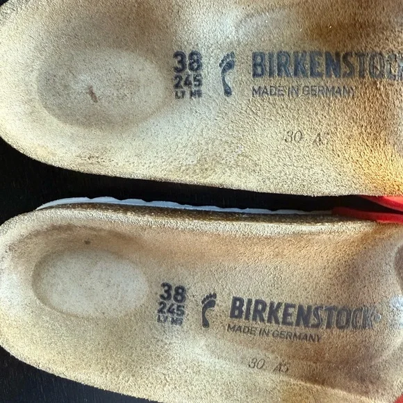 Birkenstock Red Sandals with Cork Footbed and Adjustable Buckle - Picture 8 of 8